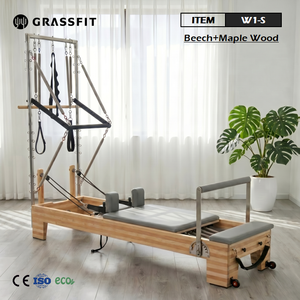 GRASSFIT Cama de Pilates con Estructura de Madera de <span class=keywords><strong>Arce</strong></span> y Haya Empalmada, Máquina Reformer de Pilates Profesional de Madera Maciza para Uso Comercial - Product Image 5