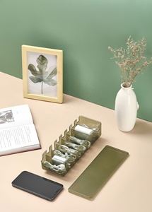 Портативный USB кабель для передачи данных с крышкой пластиковый органайзер, прозрачный акриловый прямоугольный ящик для хранения офисного стола - Product Image 4