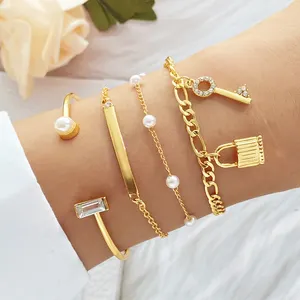 KISSWIFE perhiasan gelang liontin berlapis emas kualitas tinggi gelang kunci mutiara wanita desainer penjualan terlaris