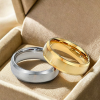 Bague en acier inoxydable rainuré de 8 mm pour homme et femme, cadeau tendance certifié or pour fiançailles et anniversaire, vente en gros