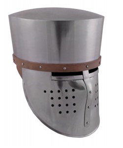 Casco Medieval de Cruzado en Acero Plateado, Hecho a Mano, con Forro de Cuero Genuino, Estilo Histórico Tradicional - Product Image 1