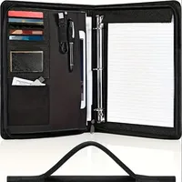 Carpeta Organizadora de Negocios Personalizada de Cuero PU Tamaño A4 con Cierre, Porta Tarjetas, Porta Teléfono, Porta Tableta y Porta Bolígrafos