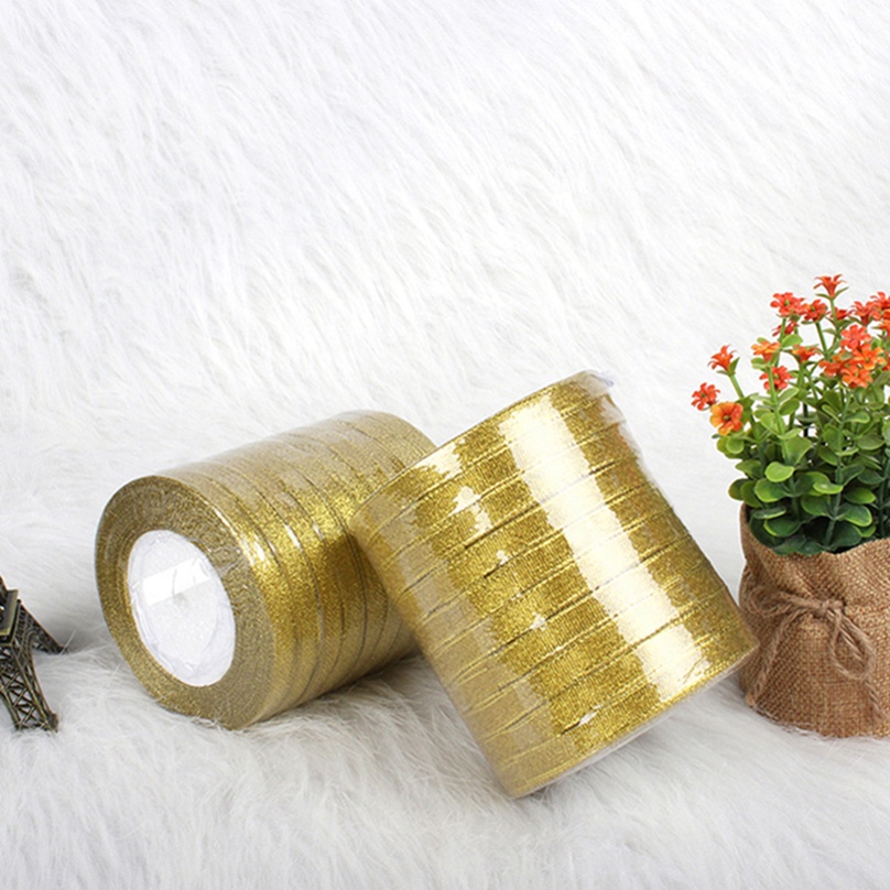 Custom Gift Box Ribbon Gift Decorate Packaging Ribbon Wholesale Flower Gift Wrapped With Gold Organza Ribbon