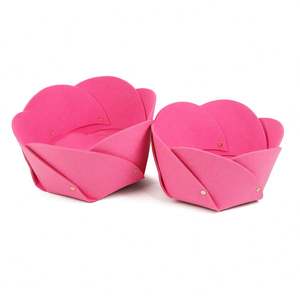 Boîtes de rangement pour jouets en feutre de polyester pliables et robustes de forme carrée à grande capacité avec couvercles en forme de pétales - Product Image 4