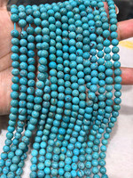 Perles en vrac de pierre précieuse naturelle turquoise lisse et charmante, 6MM 8MM 10MM 12MM, pour la fabrication de bracelets et colliers