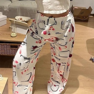 Pantaloni Pigiama da <span class=keywords><strong>Donna</strong></span> in Flanella Termica con Motivo Cartoon KT Cat per Halloween, Autunno e Inverno - Product Image 2