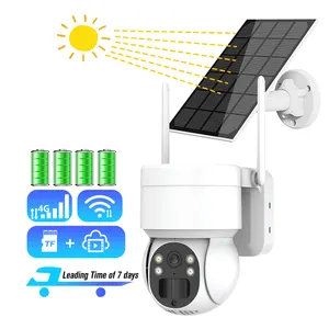 GsmTuyaワイヤレスパワードPtzセキュリティCctv屋外ソーラーWifiカメラ (SIMカード付き)