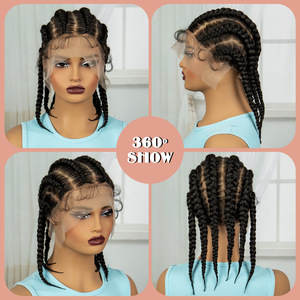 Perruques tressées cornrow synthétiques Full Lace Short Cute Bob Perruques pour femmes filles 14 pouces Lace Frontal Tressé Lace Perruque <span class=keywords><strong>avec</strong></span> des cheveux de bébé - Product Image 2