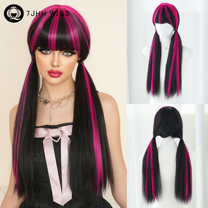 Disfraz Pigtail Trenzas Cosplay Peluca Halloween Drag Queen <span class=keywords><strong>para</strong></span> Suicide Squad Peluca de pelo sintético - Product Image 1