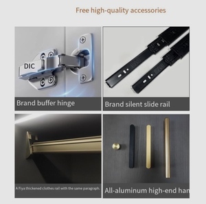 Ensemble <span class=keywords><strong>armoire</strong></span>-bureau crème style bohème français, <span class=keywords><strong>armoire</strong></span> intégrée cintrée avec étagères ouvertes et bureau, mobilier de chambre confortable - Product Image 5