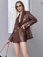 Vente en gros du nouveau blazer d'automne à col unique de style bureau élégant pour femmes de couleur unie avec design