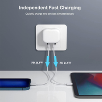 Chargeur électrique double port Type-C PD 21,5 W, prise EU/UK/US/AU, câble USB-C, charge rapide pour téléphones mobiles, montres intelligentes, écouteurs
