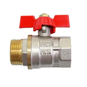 Khí Bóng Van Bằng Đồng Thau Bóng Mini Với Red Ngắn Bướm Xử Lý Nữ Và Nam Chủ Đề 3/4Inch Cho Van Gas