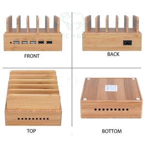 Organisateur d'appareils de stations de charge multiples en bois de bambou - Product Image 6