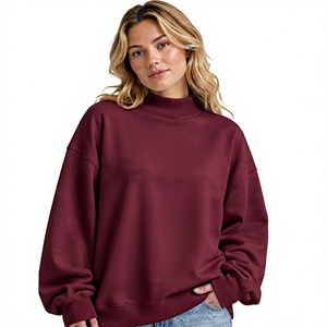 Custom Women's Clothing New Style Printed Oversized Solid <b>Mock</b> <b>Neck</b> <b>Top</b> Quality Fleece Pullover Sweatshirt Winter Casual Wear - Product Image 1