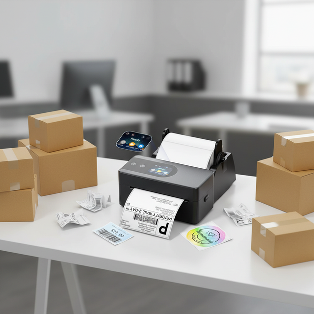 Wireless Thermal Shipping Label Printer Phomemo PM64D with Touchable Screen 4x6 Label Maker for Logistics Warehouse Shopify AMZ