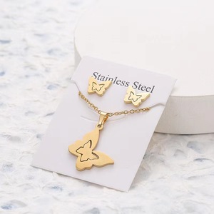 Stainless Steel Butterfly Unicorn <strong>Stud</strong> <strong>Earrings</strong> and <strong>Chain</strong> Hair Ornament Necklace Set Fashion Hair Jewelry - Product Image 6