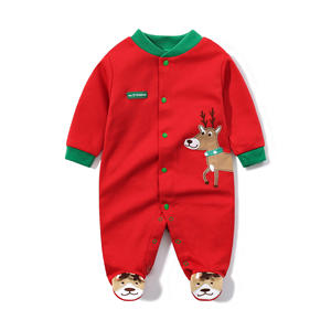 カスタム100%コットン長袖ベビーロンパース、足付きパジャマ、春冬用スリープウェア、カートゥーン柄ボタン留め - Product Image 3