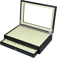 Étui de présentation rectangulaire de luxe noir en MDF fait main avec 23 emplacements pour stylos plume, organisateur de rangement artisanal gravé