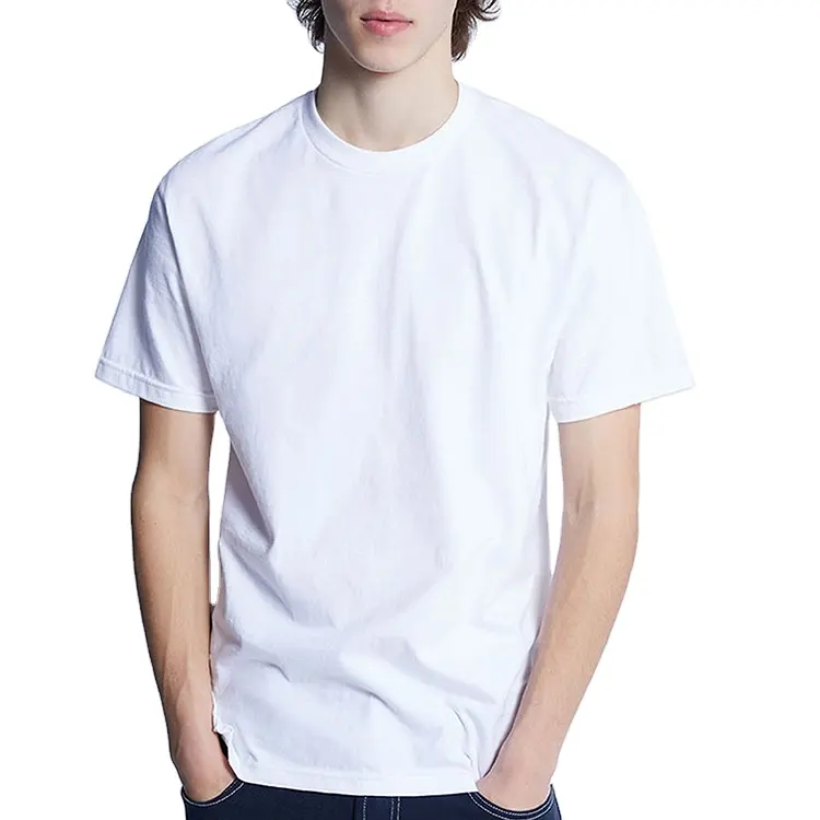 T-shirt régulier pour homme 100% coton logo personnalisé T-shirts vierges col rond coupe standard de haute qualité coupe normale t-shirts pour hommes