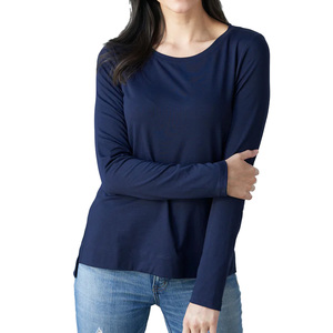 Camiseta ligera de manga larga, Ideal para capas o usar sola, algodón elástico suave, cómoda y elegante para mujer todos los días - Product Image 3