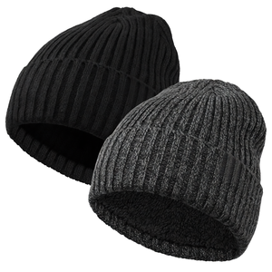 Bonnet tricoté unisexe réversible personnalisé en acrylique, couleur unie, broderie 3D, mode hiver adulte, idéal pour le voyage - Product Image 1