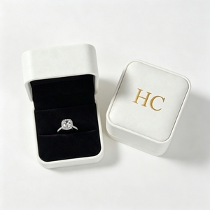 Handcrafted Leather <b>Ring</b> <b>Box</b> Wholesale Luxury Square Jewelry Packaging Gift Case Supplier for High End Jewelry Shop Branding - Product Image 3