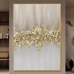 Pintura Decorativa Acrílica Hecha a Mano con Lámina Dorada, Arte Mural Moderno Personalizado, Pintura al Óleo Abstracta Texturizada <span class=keywords><strong>sobre</strong></span> <span class=keywords><strong>Lienzo</strong></span> para Decoración del Hogar - Product Image 3