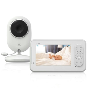 Caméra de surveillance vidéo pour bébé sans fil de 4,3 pouces avec résolution 480P, <span class=keywords><strong>audio</strong></span> bidirectionnel, vision nocturne claire, détection sonore, <span class=keywords><strong>lecteur</strong></span> de musique - Product Image 1