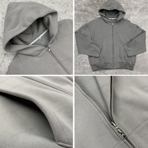 Abbigliamento <span class=keywords><strong>di</strong></span> <span class=keywords><strong>Marca</strong></span> all'Ingrosso, MOQ 50 Pezzi, <span class=keywords><strong>Felpa</strong></span> con Zip Intera Personalizzata Senza Cordoncino, Oversize <span class=keywords><strong>Nera</strong></span> in Spugna Francese, Stile Streetwear - Product Image 4