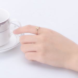 Joyería de moda de Plata de Ley 925, anillos con 26 letras iniciales, Zirconia cúbica blanca chapada en oro para fiestas de bodas - Product Image 6