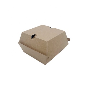 Caja de hamburguesas impresa personalizada al por mayor para comida rápida bio-Bandeja de papel Kraft degradable con especificaciones de papel de aluminio <span class=keywords><strong>Sushi</strong></span> logotipo personalizado - Product Image 1