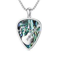 Nouveauté bijoux pour femmes 925 argent Sterling coquille d'ormeau guitare musique amovible pendentif collier