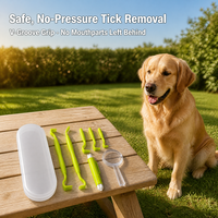 Kit de retrait de tiques durable pour chiens et chats avec stylo à ressort, 2 outils à double extrémité, 3 crochets, loupe et étui rigide