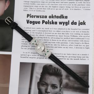 S925 jam tangan kuarsa klasik modis perak murni jam tangan kulit kuarsa macan tutul mengkilap zirkon untuk hadiah pesta wanita - Product Image 5