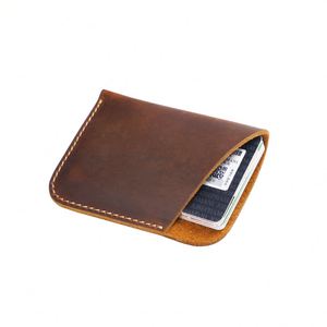 Slim Credit <b>Card</b> <b>Holder</b> Creasy Horse Leather Front Pocket <b>Wallets</b> Business <b>Card</b> <b>Holder</b> - Product Image 4