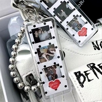 Mini porte-clés cadre photo 4 grilles en résine acrylique transparente, pendentif photo DIY