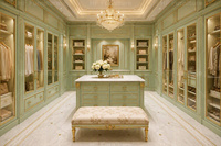 Solution de mobilier de salon vert menthe de luxe, design intérieur classique romantique, plan de projet 3D sur mesure pour toute la maison