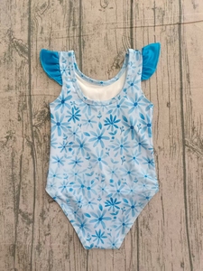 GSSO2544 Tenues d'été personnalisées pour petite fille, imprimé bleu, vêtements pour enfants en gros, ensemble de vêtements pour fille à manches courtes - Product Image 5