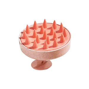 Cepillo de Masaje para Cabeza de Paja de Trigo Rosa, Masajeador de Cuero Cabelludo, Cepillo para Champú, Exfoliante de Cuero Cabelludo de Silicona Suave - Product Image 1
