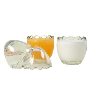 Amazon Hot Sale 85ml and 200ml Egg Shape Glass Jar For Pudding Cake Coffee