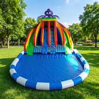 Toboggan aquatique gonflable en PVC hermétique, design pieuvre, pour usage commercial extérieur, grande capacité, idéal pour centres commerciaux