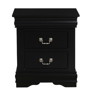 Black 2-<b>drawer</b> Nightstand With Silver Handles Bedroom <b>Storage</b> <b>Drawer</b> Unit - Product Image 3