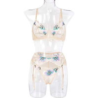 Culottes hipster brodées florales en dentelle pour femmes, taille mi-haute, sans couture, ensemble de lingerie sexy avec design au crochet et logo à la taille pour adultes
