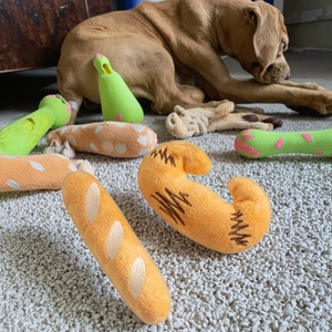 Mainan anjing & kucing kartun lucu berbentuk roti melengking mewah hewan peliharaan tahan gigitan lembut catnip-interaktif dalam ruangan menggunakan mainan anjing & kucing - Product Image 5