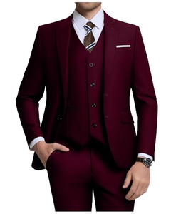 YIHONG Men 2-Piece Business Suits Elegant Solid Slim Fit V-neck Single-Breasted Breathable Beaded Button Fly Party Blazer <b>Pants</b> - Product Image 1