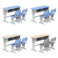 Ensemble table et chaise double en fer, moderne, réglable, durable et confortable, idéal pour l'école, les étudiants, la maison et le bureau – Vente directe usine