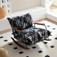 Fauteuil à bascule de luxe léger en métal, style peinture à l'encre, rétro, moderne et simple, pour la maison, la chambre, le salon, le balcon, canapé paresseux, fauteuil inclinable de loisirs