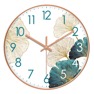 Horloge murale silencieuse en quartz à affichage à aiguilles, motif nature morte Ginkgo, design moderne pour la décoration intérieure et le mobilier <span class=keywords><strong>de</strong></span> salon - Product Image 4