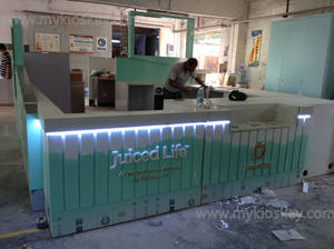 Quiosco de Comida Rápida para Centro Comercial, Ideas para Quiosco de Jugos de Frutas |   Diseño Moderno de Quiosco de Té de Burbujas con Mostrador de <span class=keywords><strong>Venta</strong></span> de Smoothies - Product Image 5